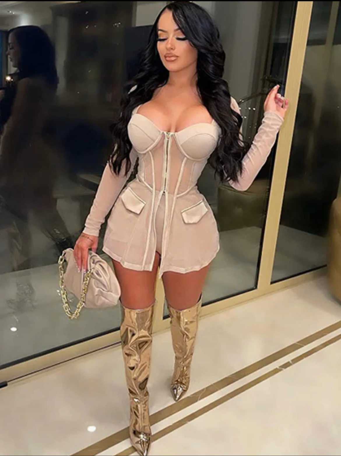 Corset Dress and Shorts Set in Cream