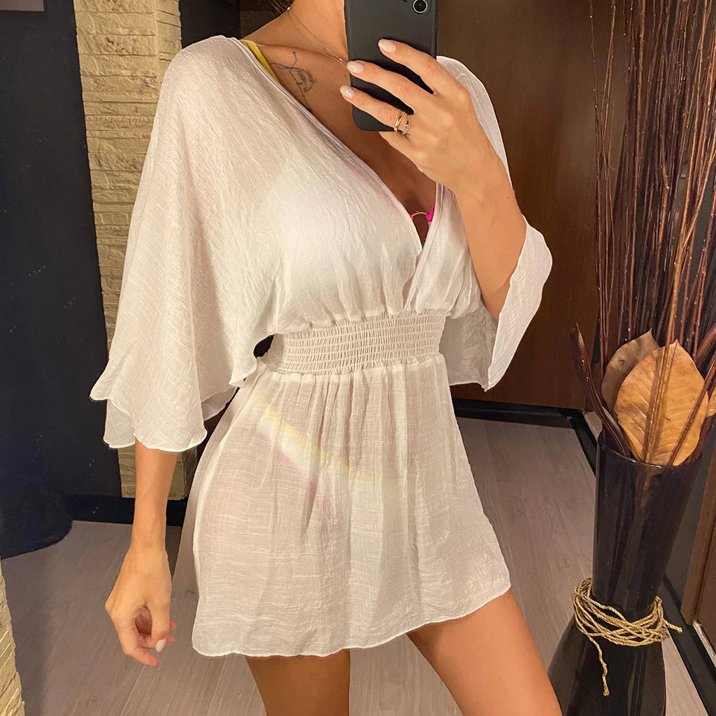 V Neck Tunic Beach Cover Up
