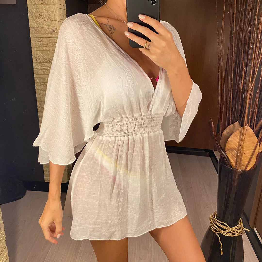 V Neck Tunic Beach Cover Up