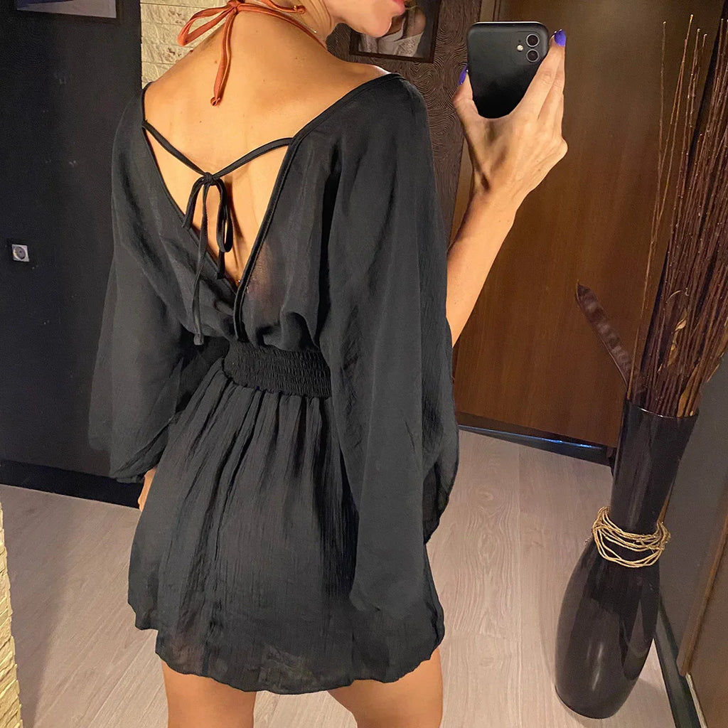 V Neck Tunic Beach Cover Up