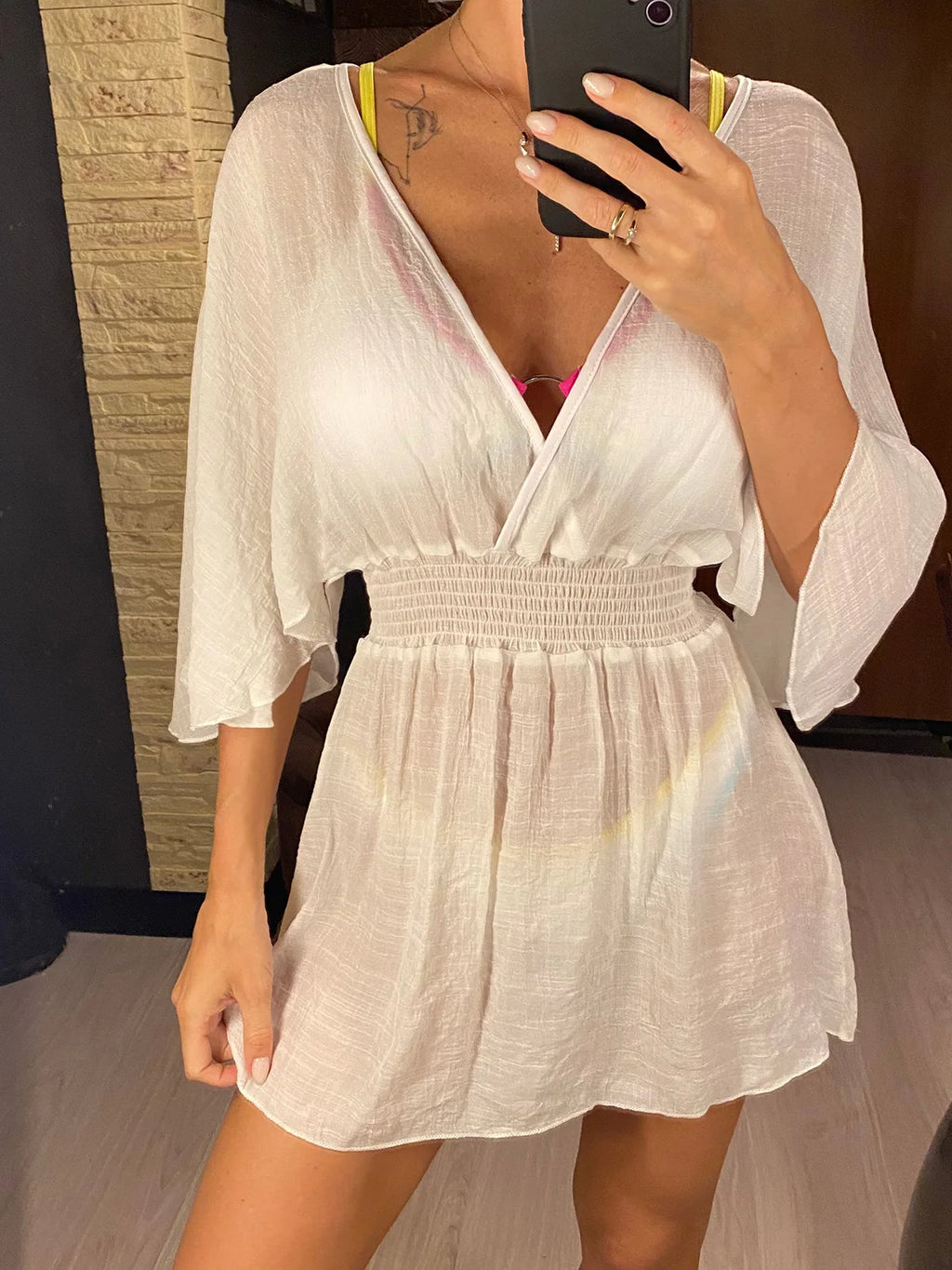 V Neck Tunic Beach Cover Up