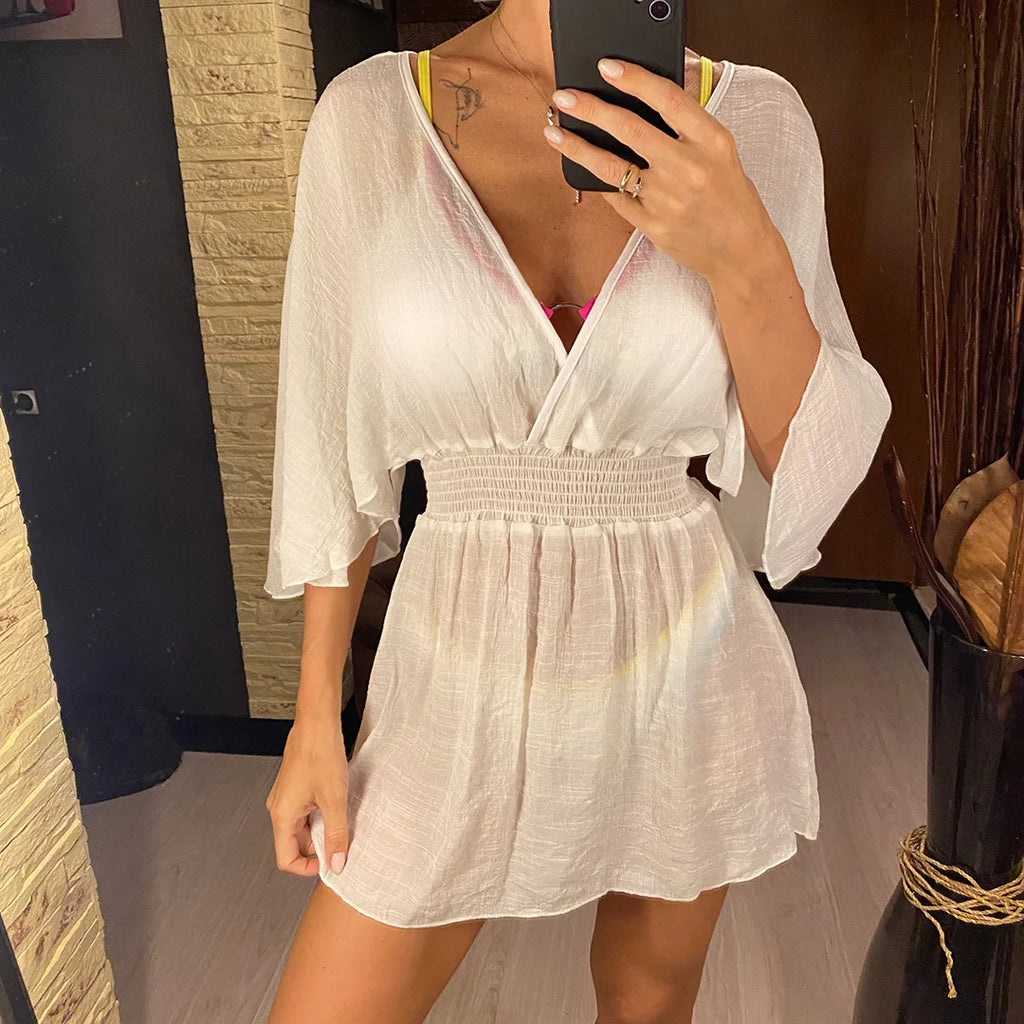 V Neck Tunic Beach Cover Up