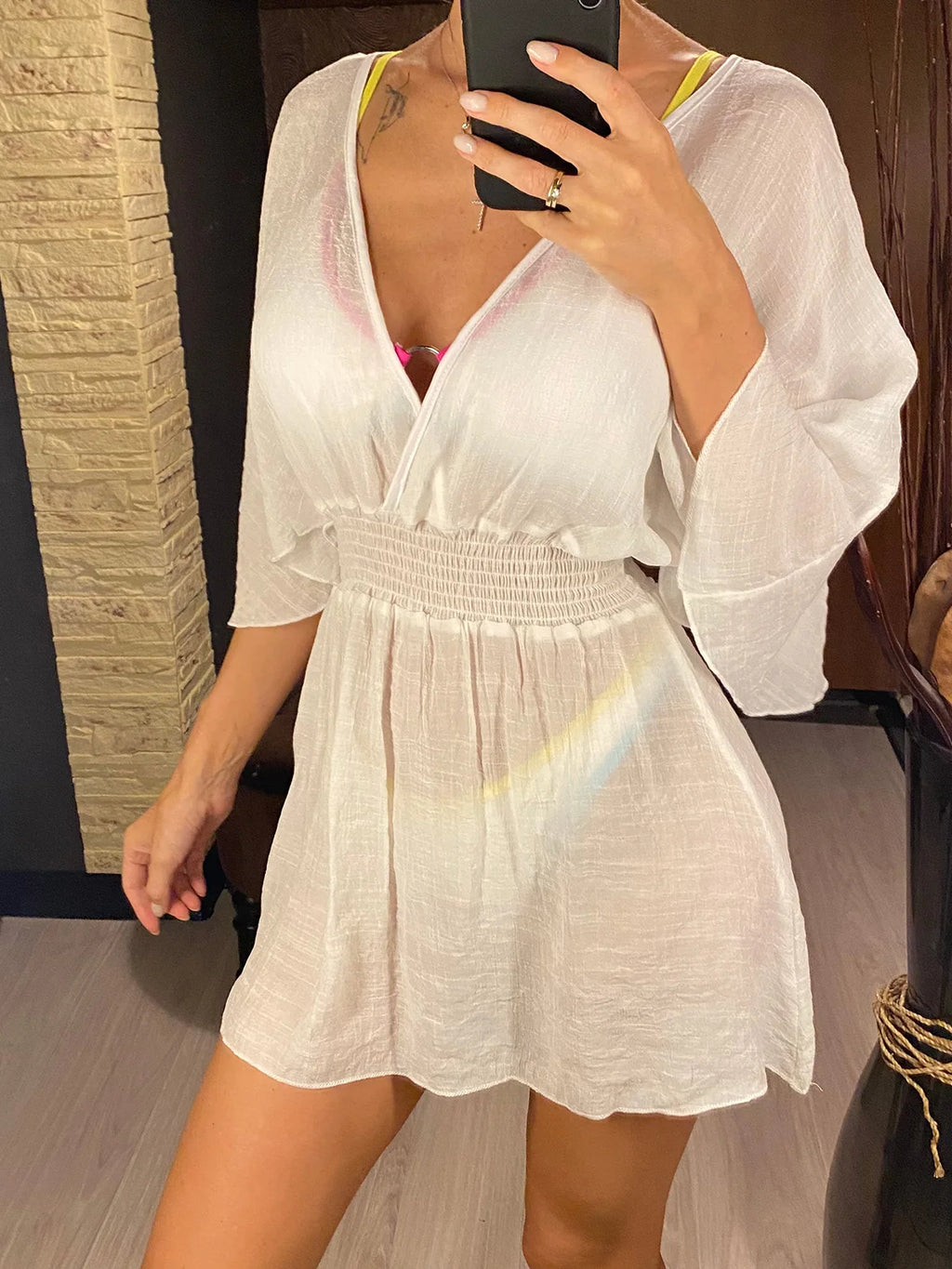 V Neck Tunic Beach Cover Up