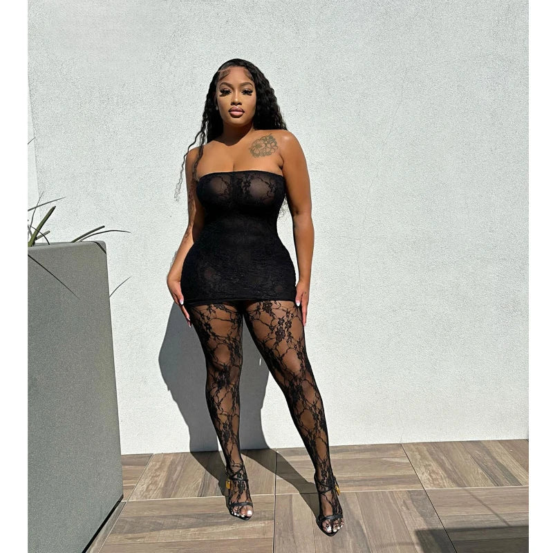 Strapless Dress and Legging Matching Set