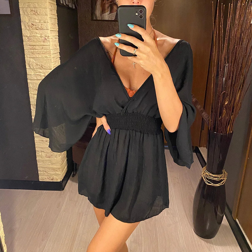 V Neck Tunic Beach Cover Up