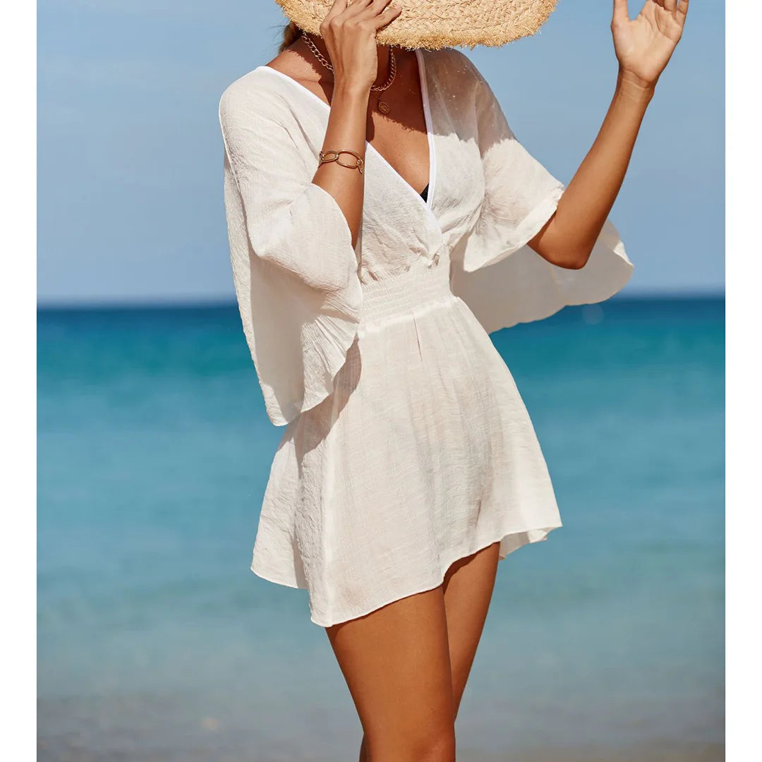 V Neck Tunic Beach Cover Up