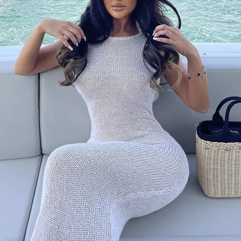 Backless Knitted Beach Dress