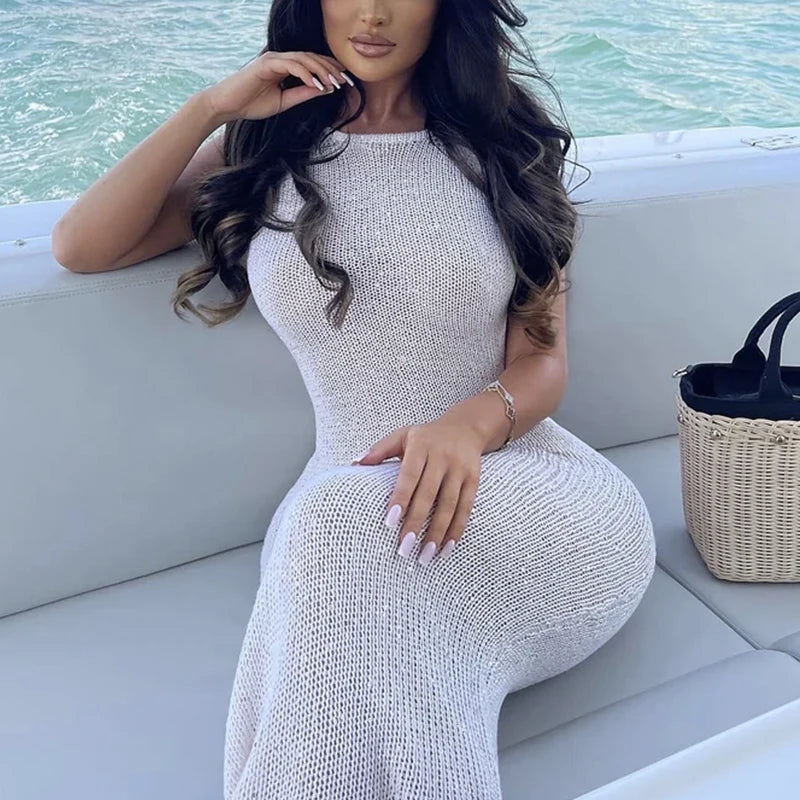 Backless Knitted Beach Dress