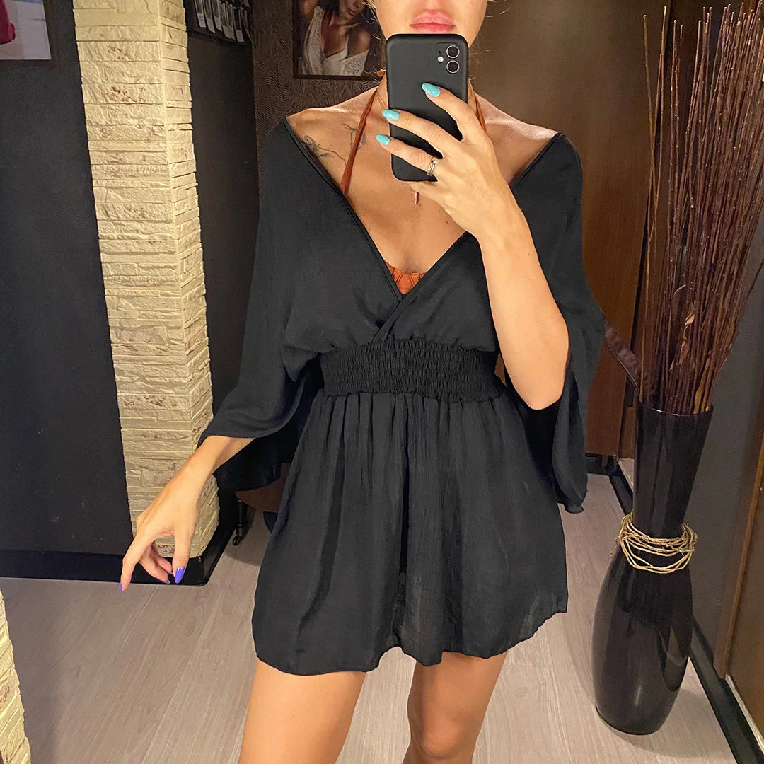 V Neck Tunic Beach Cover Up