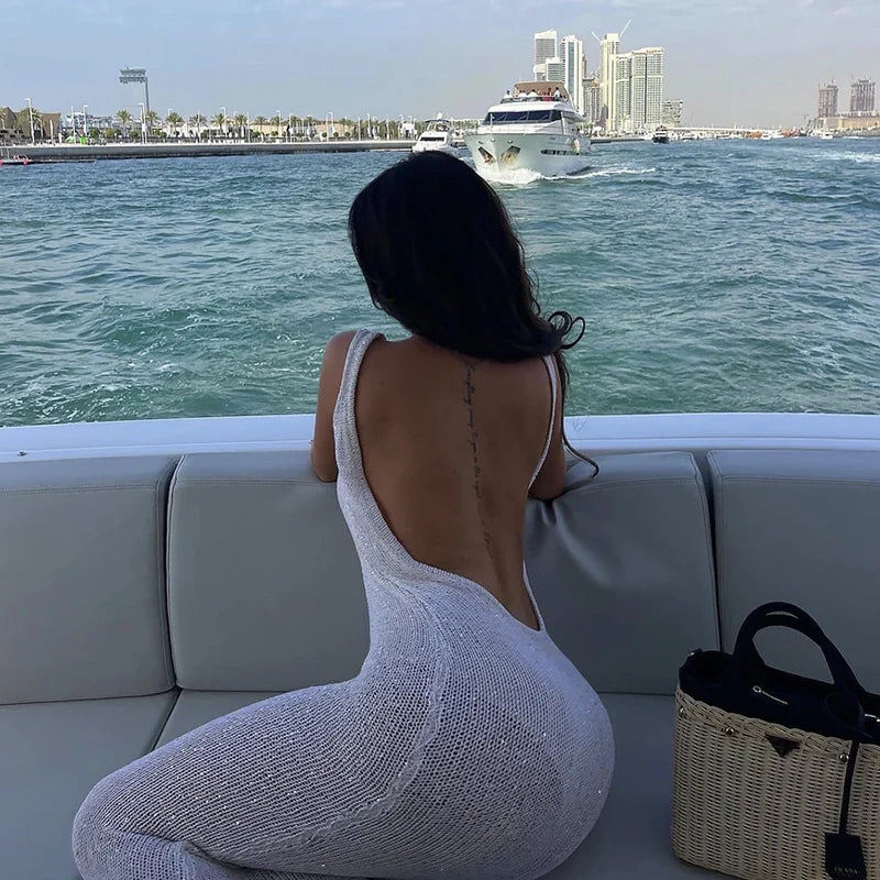 Backless Knitted Beach Dress