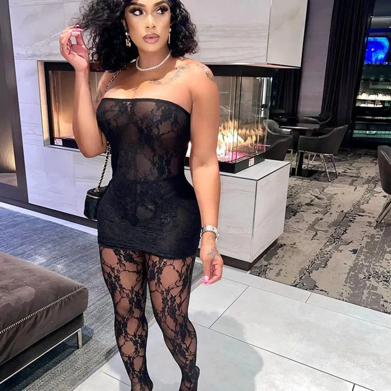 Strapless Dress and Legging Matching Set