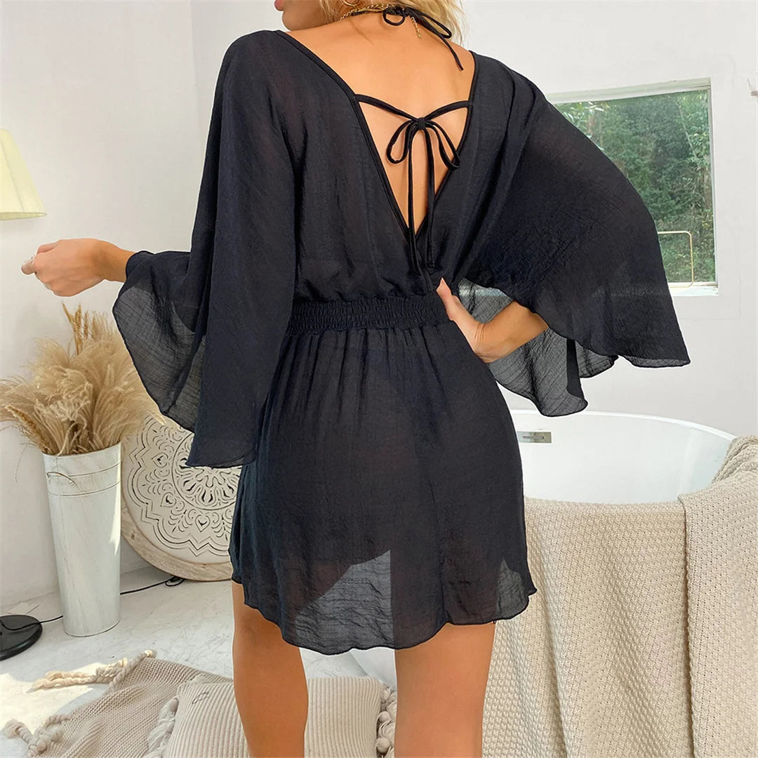 V Neck Tunic Beach Cover Up