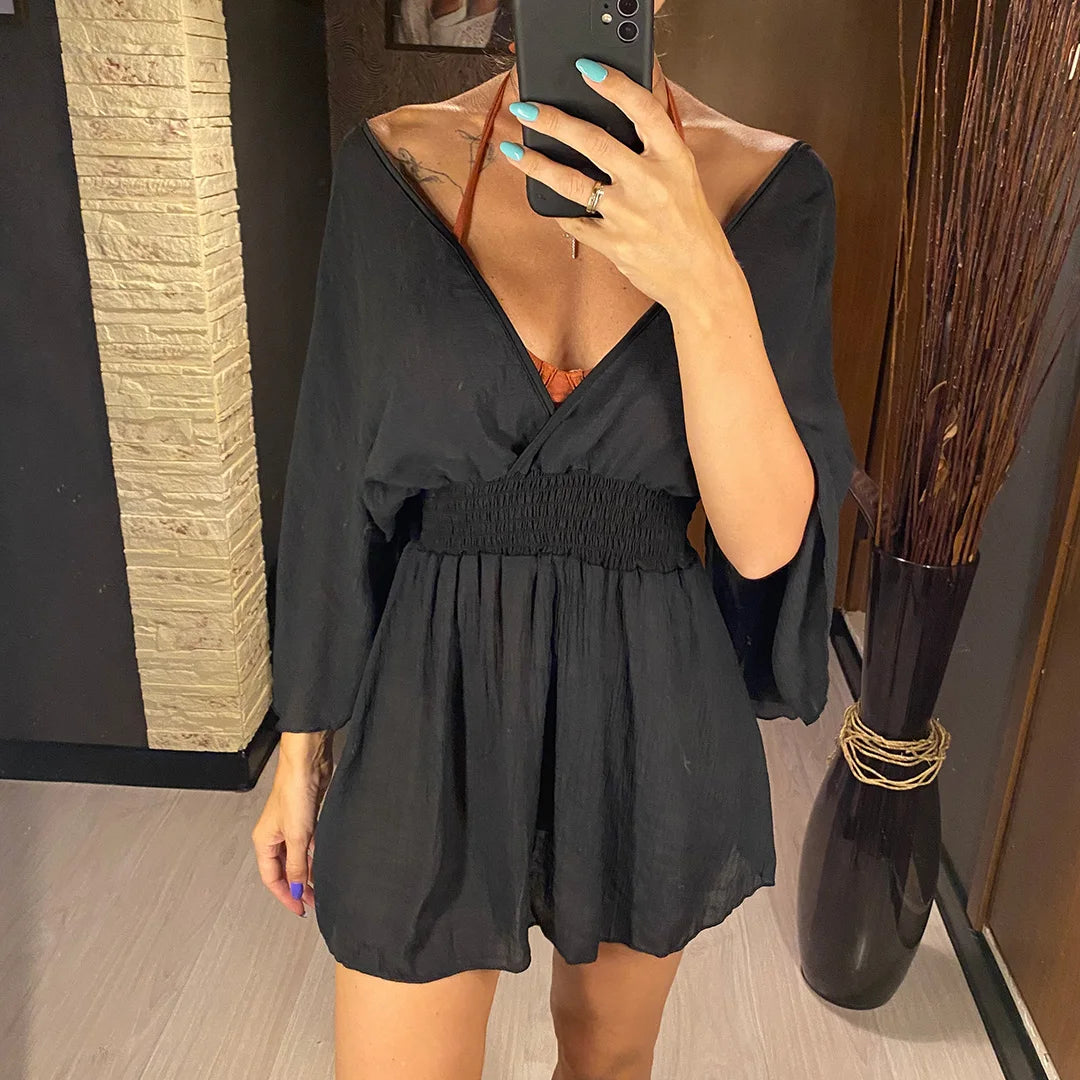 V Neck Tunic Beach Cover Up