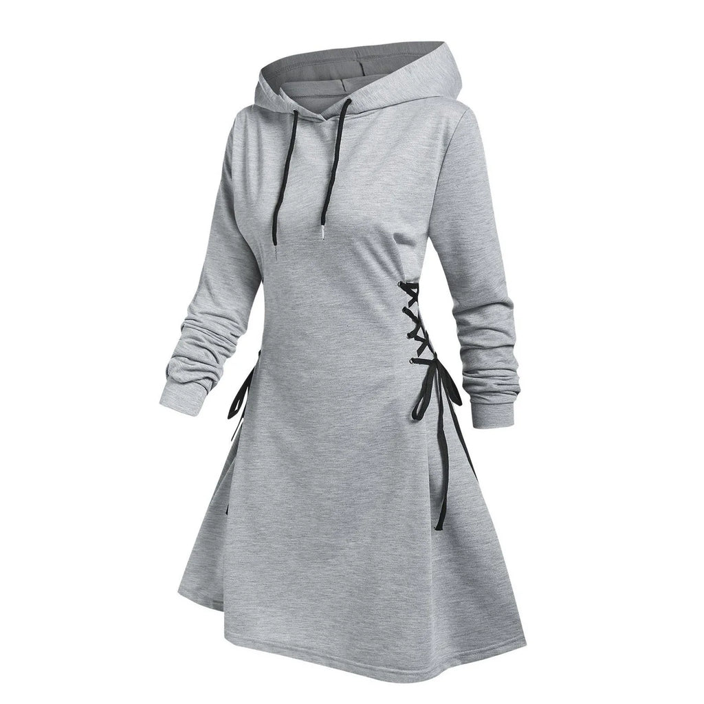 Lace-Up Hoodie Dress