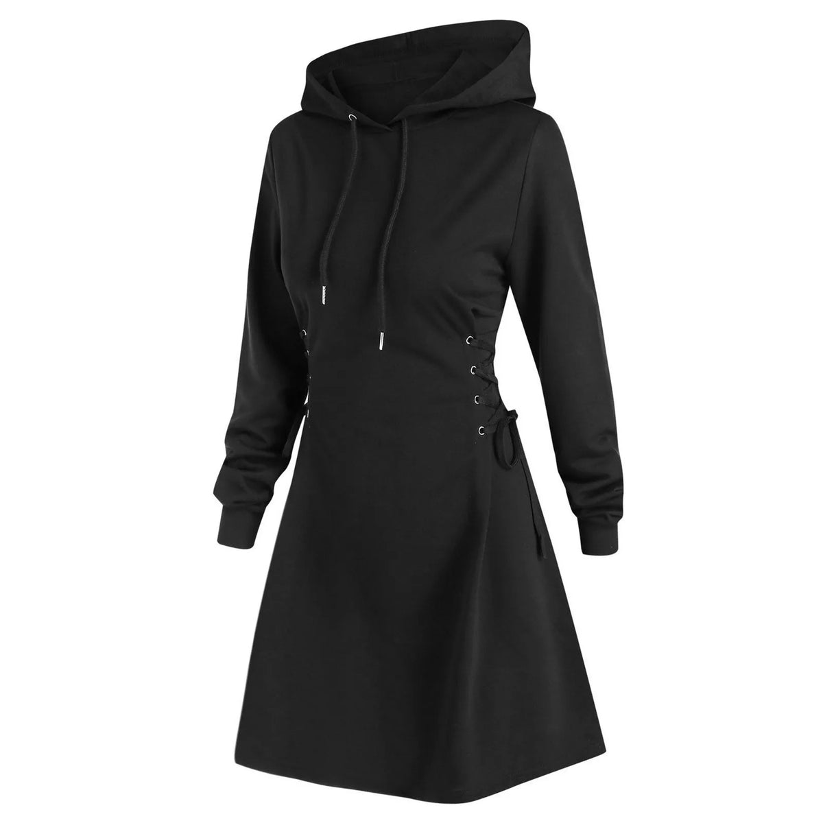 Lace-Up Hoodie Dress