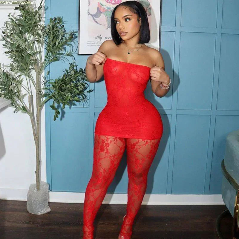Strapless Dress and Legging Matching Set