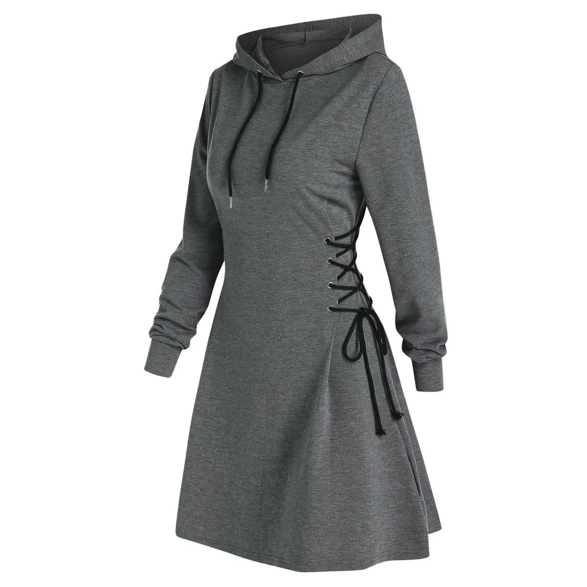 Lace-Up Hoodie Dress