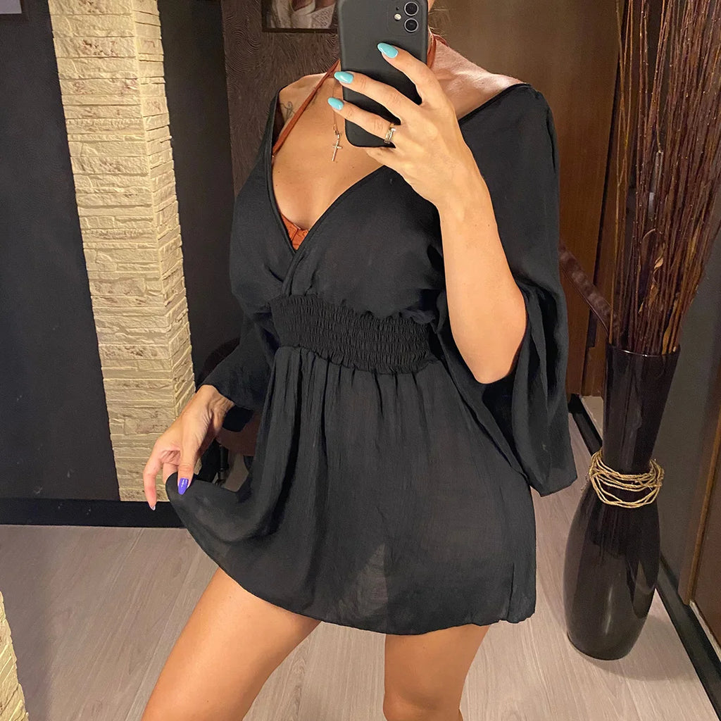 V Neck Tunic Beach Cover Up